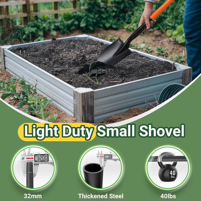 ABtool Small Shovels for Digging, Garden Spade Shovel Beach Shovels with 43.3in Handle,Heavy Duty Portable Metal Shovel for Gardening Camping Trenching Digging Landscaping,Off-Road Use, Orange - Image 3